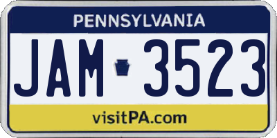 PA license plate JAM3523