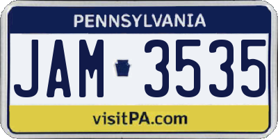 PA license plate JAM3535