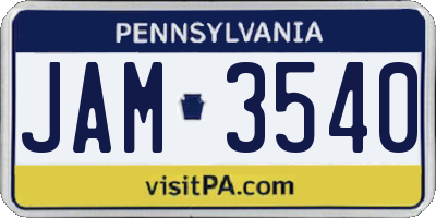 PA license plate JAM3540