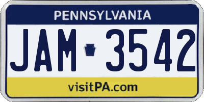 PA license plate JAM3542
