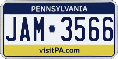 PA license plate JAM3566