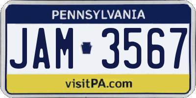 PA license plate JAM3567