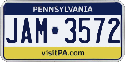 PA license plate JAM3572