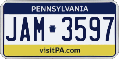 PA license plate JAM3597