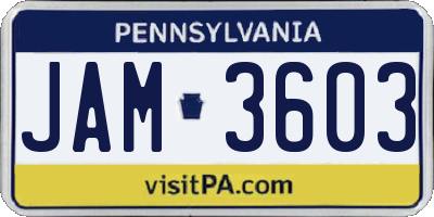PA license plate JAM3603