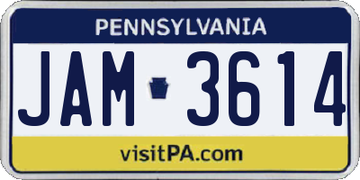 PA license plate JAM3614