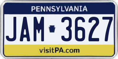 PA license plate JAM3627
