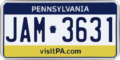 PA license plate JAM3631