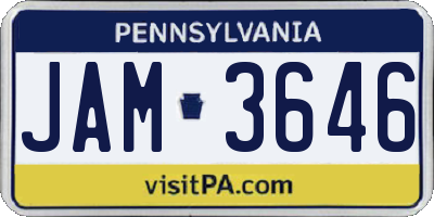 PA license plate JAM3646