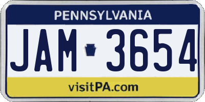 PA license plate JAM3654