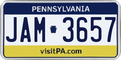 PA license plate JAM3657