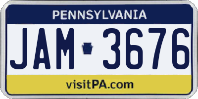 PA license plate JAM3676