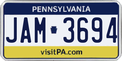 PA license plate JAM3694