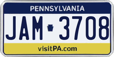 PA license plate JAM3708