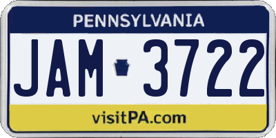PA license plate JAM3722