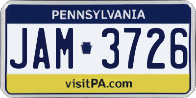 PA license plate JAM3726