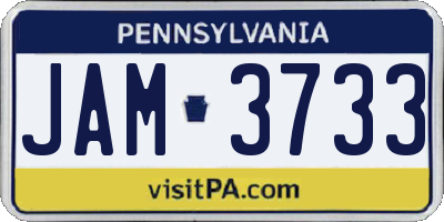 PA license plate JAM3733