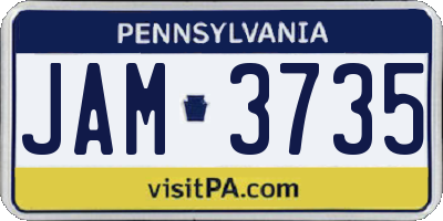 PA license plate JAM3735