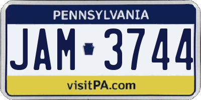 PA license plate JAM3744