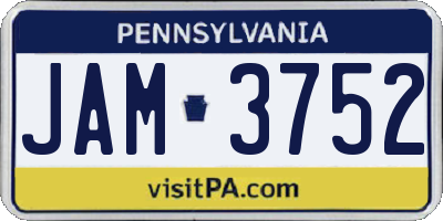 PA license plate JAM3752