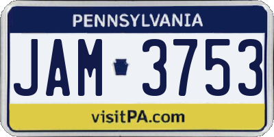 PA license plate JAM3753