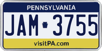 PA license plate JAM3755