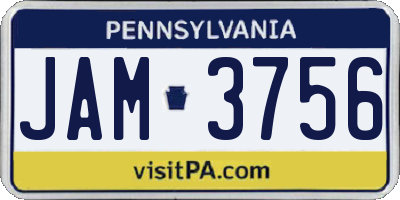 PA license plate JAM3756