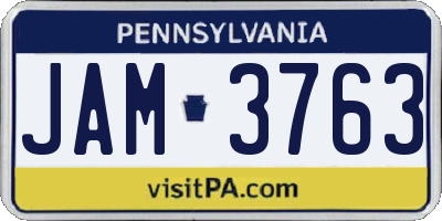 PA license plate JAM3763