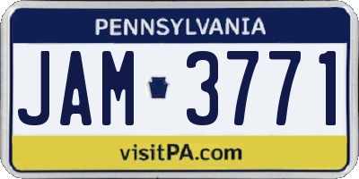 PA license plate JAM3771