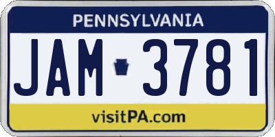 PA license plate JAM3781