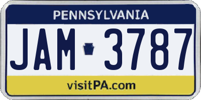 PA license plate JAM3787