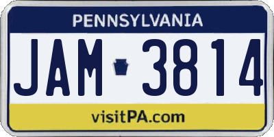 PA license plate JAM3814