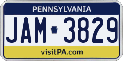 PA license plate JAM3829