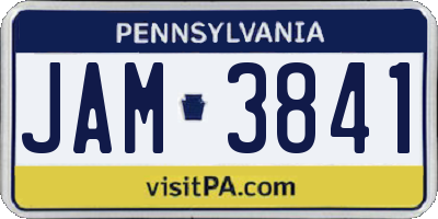 PA license plate JAM3841