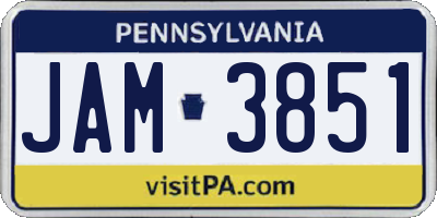 PA license plate JAM3851