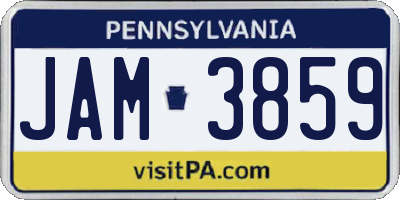 PA license plate JAM3859