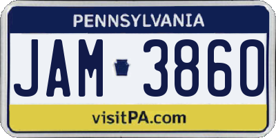 PA license plate JAM3860