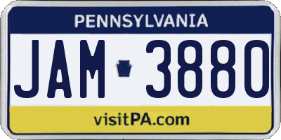 PA license plate JAM3880