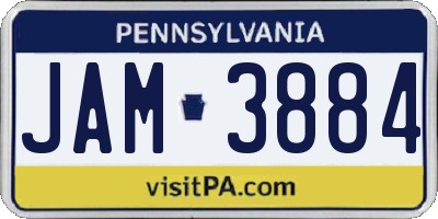 PA license plate JAM3884