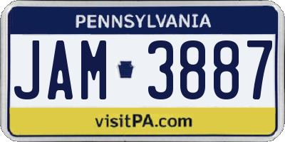 PA license plate JAM3887