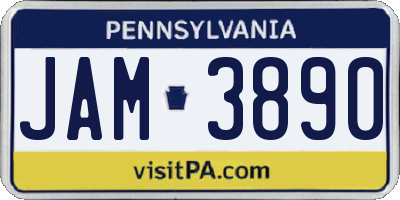 PA license plate JAM3890