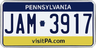 PA license plate JAM3917