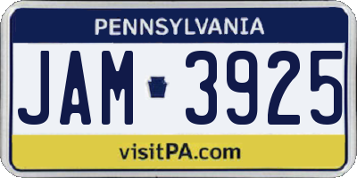 PA license plate JAM3925