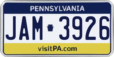 PA license plate JAM3926