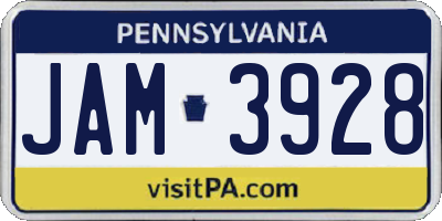 PA license plate JAM3928