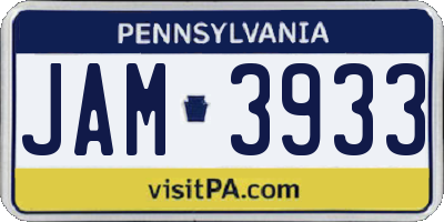 PA license plate JAM3933