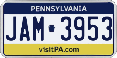 PA license plate JAM3953