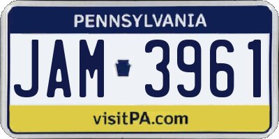 PA license plate JAM3961