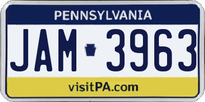 PA license plate JAM3963