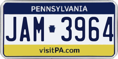 PA license plate JAM3964
